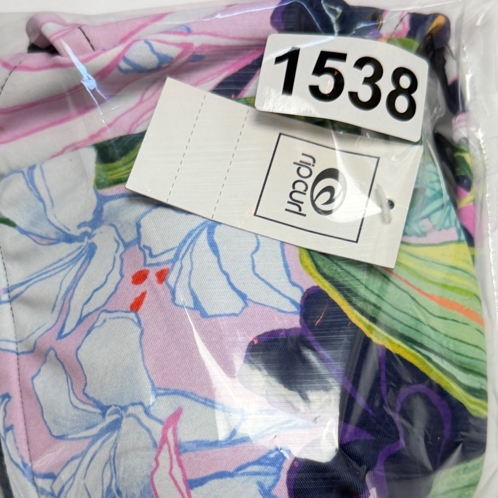 Rip Curl Garden Bandeau Bikini Top Tropical Knot Front Navy Pink Medium New - Picture 7 of 7